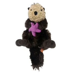 Wild Republic Sea Otter Stuffed Animal Holding Sparkly Purple Starfish - 15"